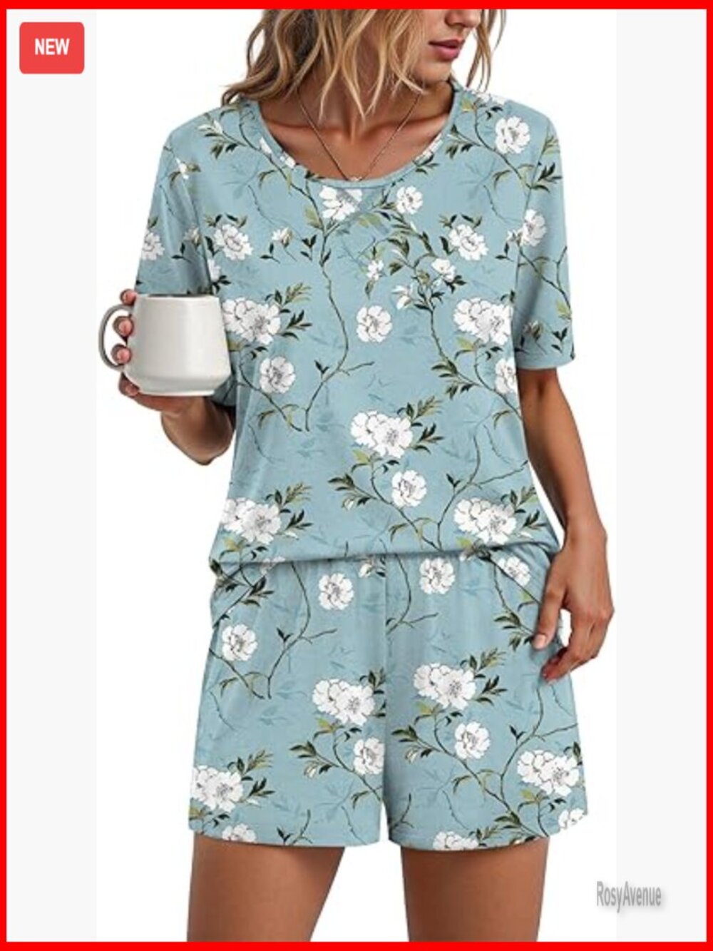 Women's 2-Piece Pajama Set Short Sleeve Shorts Lounge Soft Sleepwear Set with